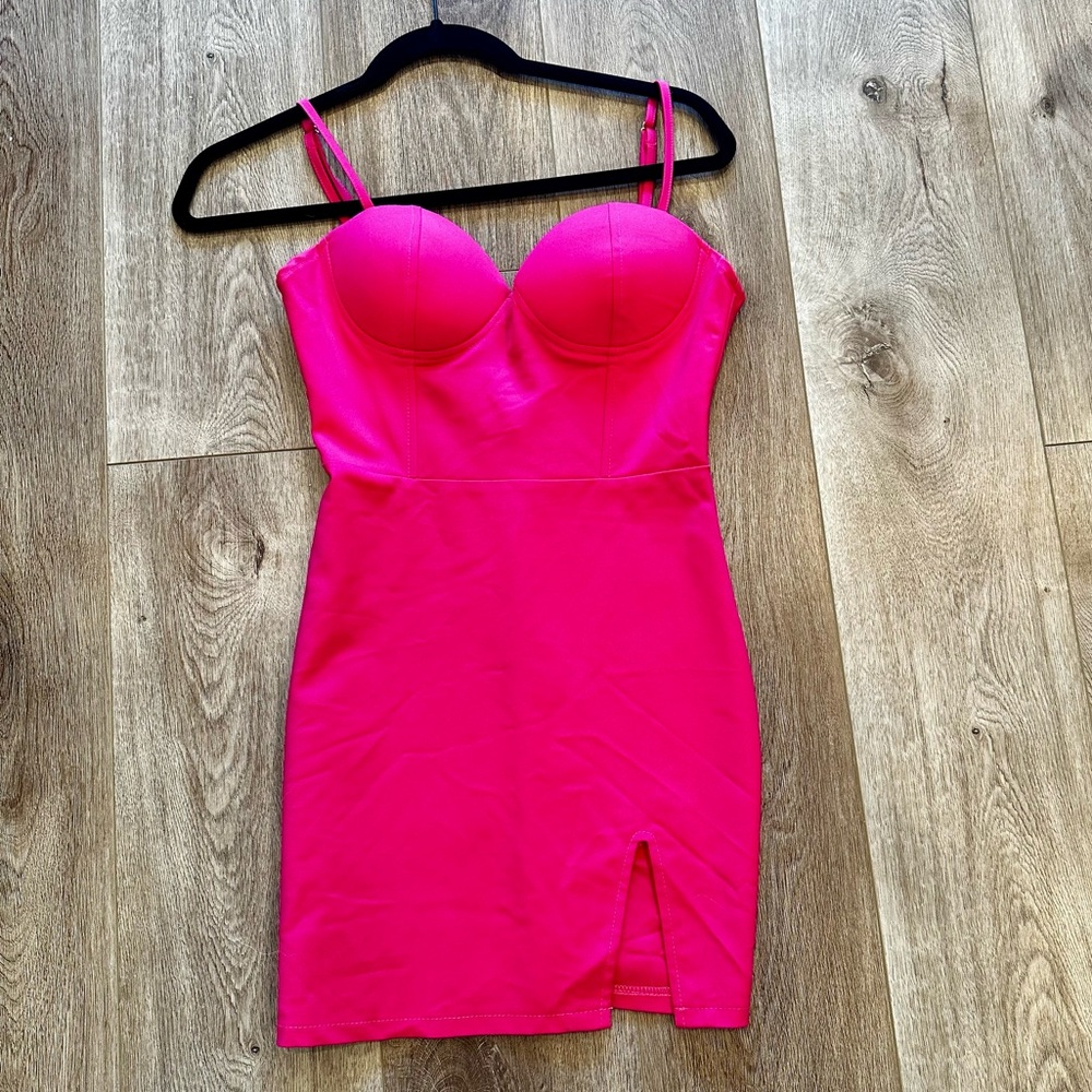 superdown Hot Pink Bodycon Mini Dress with Bustier Detail